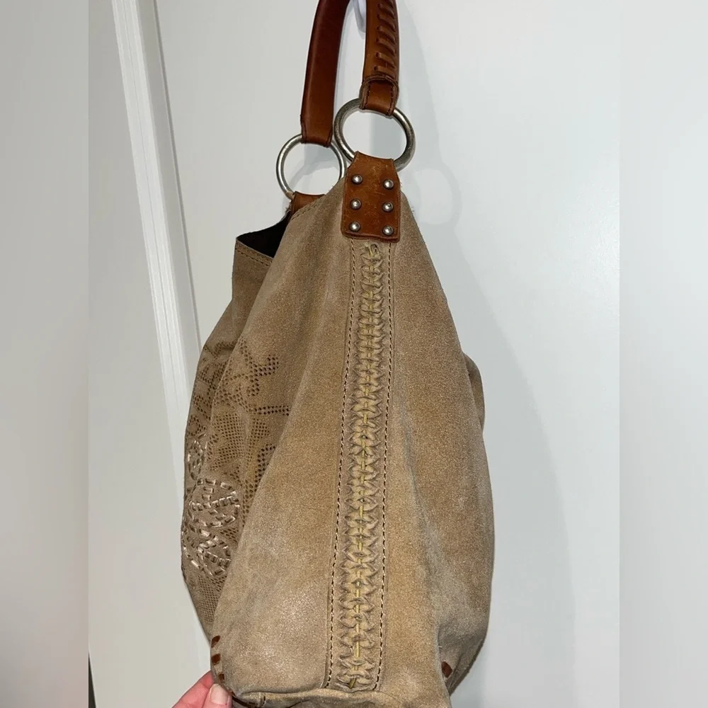 RARE Lucky Brand Suede Shoulder Bag in Tan and Brown
